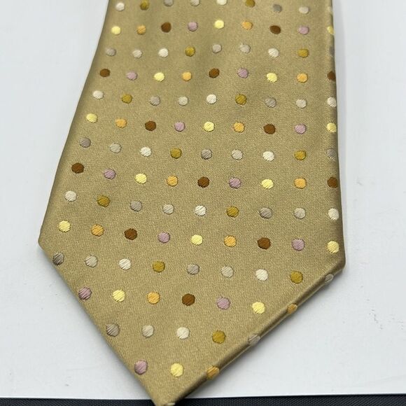 JIM THOMPSON Tan Polka Dot Silk Tie-NWT - Picture 2 of 6